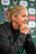 7 April 2025; Head coach Carla Ward during a Republic of Ireland women's media conference at Tallaght Stadium in Dublin. Photo by Stephen McCarthy/Sportsfile