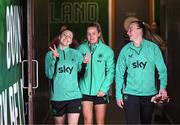 7 April 2025; Players, from left, Lucy Quinn, Heather Payne and goalkeeper Courtney Brosnan during a Republic of Ireland women's training session at Tallaght Stadium in Dublin. Photo by Stephen McCarthy/Sportsfile