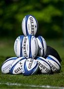 7 April 2025; Rugby balls in place before Leinster Rugby squad training at UCD in Dublin. Photo by Piaras Ó Mídheach/Sportsfile