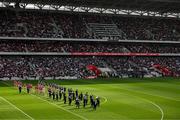 6 April 2025; The Barrack Street band lead the teams in the parade before the Allianz Hurling League Division 1A final match between Tipperary and Cork at SuperValu Páirc Uí Chaoimh in Cork. Photo by Brendan Moran/Sportsfile