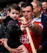 6 April 2025; Patrick Horgan of Cork with his son Jack after the Allianz Hurling League Division 1A final match between Tipperary and Cork at SuperValu Páirc Uí Chaoimh in Cork. Photo by Brendan Moran/Sportsfile