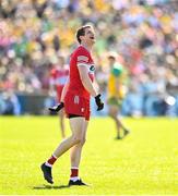 6 April 2025; Brendan Rogers of Derry during the Ulster GAA Football Senior Championship preliminary round match between Donegal and Derry at MacCumhaill Park in Ballybofey, Donegal. Photo by David Fitzgerald/Sportsfile