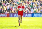 6 April 2025; Ciaran McFaul of Derry during the Ulster GAA Football Senior Championship preliminary round match between Donegal and Derry at MacCumhaill Park in Ballybofey, Donegal. Photo by David Fitzgerald/Sportsfile