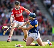 6 April 2025; Jason Forde of Tipperary in action against Eoin Downey of Cork during the Allianz Hurling League Division 1A final match between Tipperary and Cork at SuperValu Páirc Uí Chaoimh in Cork. Photo by Brendan Moran/Sportsfile