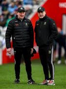 6 April 2025; Tipperary selector TJ Ryan, left, and manager Liam Cahill  before the Allianz Hurling League Division 1A final match between Tipperary and Cork at SuperValu Páirc Uí Chaoimh in Cork. Photo by Brendan Moran/Sportsfile