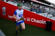 6 April 2025; Tom Barron of Waterford runs onto the pitch before the Allianz Hurling League Division 1B final match between Waterford and Offaly at SuperValu Páirc Uí Chaoimh in Cork. Photo by Brendan Moran/Sportsfile