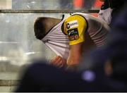 4 April 2025; Alex Dunne of Kerry reacts after his side conceeds a third goal during the SSE Airtricity Men's First Division match between Treaty United and Kerry FC at Markets Field in Limerick. Photo by Michael P Ryan/Sportsfile