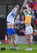 6 April 2025; Iarlaith Daly of Waterford  and Brian Duignan of Offaly swap jerseys after the Allianz Hurling League Division 1B final match between Waterford and Offaly at SuperValu Páirc Uí Chaoimh in Cork. Photo by Piaras Ó Mídheach/Sportsfile