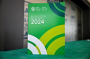 8 April 2025; Sport Ireland Anti-Doping today published its 2024 Annual Report, marking a record number of tests carried out. In 2024 Sport Ireland collected 2,029 samples – the highest number gathered since the programme began in 1999. This represents an 11% increase on samples collected in 2023. Pictured at the launch, held at the GAA National Games Development Centre on the Sport Ireland Campus in Dublin is the Sport Ireland Anti-Doping Report. For more information see https://www.sportireland.ie/anti-doping/news/sport-ireland-launches-2024-annual-anti-doping-report-that-shows-record-number-of Photo by Sam Barnes/Sportsfile