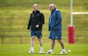 8 April 2025; Interim head coach Ian Costello, left, and performance consultant Chris Boyd during a Munster Rugby squad training at the University of Limerick in Limerick. Photo by Brendan Moran/Sportsfile
