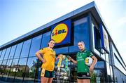8 April 2025; In attendance at a photocall ahead of the 2025 Lidl Ladies National Football League Finals are Shannan McQuade of Fermanagh and Bronagh Devlin of Antrim. The Divisions 1 and 2 Finals will be played at Croke Park next Saturday, April 12, before Sunday’s Divisions 3 and 4 Finals, fixed for Drogheda and Clones respectively. Photo by David Fitzgerald/Sportsfile