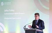 8 April 2025; Sport Ireland Anti-Doping today published its 2024 Annual Report, marking a record number of tests carried out. In 2024 Sport Ireland collected 2,029 samples – the highest number gathered since the programme began in 1999. This represents an 11% increase on samples collected in 2023. Speaking at the launch, held at the GAA National Games Development Centre on the Sport Ireland Campus in Dublin is Sport Ireland Chairperson John Foley. For more information see https://www.sportireland.ie/anti-doping/news/sport-ireland-launches-2024-annual-anti-doping-report-that-shows-record-number-of Photo by Sam Barnes/Sportsfile
