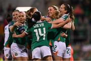 8 April 2025; Anna Patten of Republic of Ireland is congratulated by teammates after scoring their side's second goal during the UEFA Women's Nations League B match between Republic of Ireland and Greece at Tallaght Stadium in Dublin. Photo by Stephen McCarthy/Sportsfile