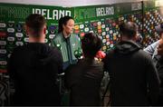 8 April 2025; Megan Campbell of Republic of Ireland is interviewed after the UEFA Women's Nations League B match between Republic of Ireland and Greece at Tallaght Stadium in Dublin. Photo by Stephen McCarthy/Sportsfile