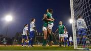 8 April 2025; Anna Patten of Republic of Ireland celebrates with Jessie Stapleton, left, after scoring their side's second goal during the UEFA Women's Nations League B match between Republic of Ireland and Greece at Tallaght Stadium in Dublin. Photo by Stephen McCarthy/Sportsfile