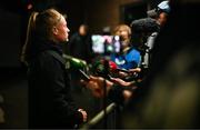 8 April 2025; Amber Barrett of Republic of Ireland speaks to media after the UEFA Women's Nations League B match between Republic of Ireland and Greece at Tallaght Stadium in Dublin. Photo by Stephen McCarthy/Sportsfile