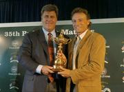 13 September 2004; European captain Bernhard Langer, right, with US captain Hal Sutton at a press conference in Detriot Metropolitan Airport in advance of the 35th Ryder Cup Matches. Michigan, USA. Picture credit; Matt Browne / SPORTSFILE