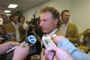 13 September 2004; European captain Bernhard Langer speaking at a press conference in Detriot Metropolitan Airport in advance of the 35th Ryder Cup Matches. Michigan, USA. Picture credit; Matt Browne / SPORTSFILE