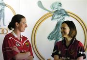 14 September 2004; Camogie Junior Captains Val O'Keeffe, left, Cork with Jennifer Braniff, Down, at a photocall in Croke Park before Sunday's All Ireland Camogie Junior and Senior Finals in Croke Park. Dublin. Picture credit; David Maher / SPORTSFILE