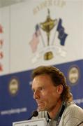 14 September 2004; Captain Bernhard Langer, Team Europe 2004, pictured during a press conference in advance of the 35th Ryder Cup Matches. Oakland Hills Country Club, Bloomfield Township, Michigan, USA. Picture credit; Matt Browne / SPORTSFILE