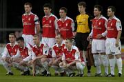 10 September 2004; The St. Patrick's Athletic team stand for a team photograph before the match. eircom League, Premier Division, St. Patrick's Athletic v Bohemians, Richmond Park, Dublin. Picture credit; Brian Lawless / SPORTSFILE