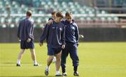 15 September 2004; Shelbourne manager Pat Fenlon, right, speaks with Wesley Hoolahan during squad training ahead of their UEFA Cup, 1st Round - 1st Leg match against Lille. Lansdowne Road, Dublin. Picture credit; Brian Lawless / SPORTSFILE