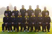 15 September 2004; Team Europe 2004, 35th Ryder Cup Team. Back row from left to right, Paul Casey, Miguel Angel Jimenez, Ian Poulter, Padraig Harrington, David Howell and Thomas Levet. Front row from left to right, Paul McGinley, Sergio Garcia, Darren Clarke, Bernhard Langer, captain, Colin Montgomerie, Lee Westwood and Luke Donald. Oakland Hills Country Club, Bloomfield Township, Michigan, USA. Picture credit; Matt Browne / SPORTSFILE