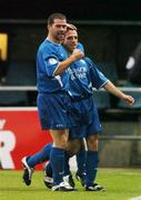 15 September 2004; Willie Bruton, right, Waterford United, celebrates after scoring his sides first goal with team-mate Dave Mulcahy. FAI Cup Quarter Final Replay, Rockmount v Waterford United, Turners Cross, Cork. Picture credit; David Maher / SPORTSFILE