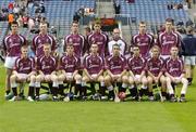12 September 2004; The Galway team. All-Ireland Minor Hurling Championship Final, Galway v Kilkenny, Croke Park, Dublin. Picture credit; Ray McManus / SPORTSFILE *** Local Caption *** Any photograph taken by SPORTSFILE during, or in connection with, the 2004 Guinness All-Ireland Hurling Final which displays GAA logos or contains an image or part of an image of any GAA intellectual property, or, which contains images of a GAA player/players in their playing uniforms, may only be used for editorial and non-advertising purposes.  Use of photographs for advertising, as posters or for purchase separately is strictly prohibited unless prior written approval has been obtained from the Gaelic Athletic Association.
