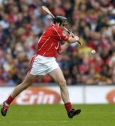 12 September 2004; John Gardiner, Cork. Guinness All-Ireland Senior Hurling Championship Final, Cork v Kilkenny, Croke Park, Dublin. Picture credit; Ray McManus / SPORTSFILE *** Local Caption *** Any photograph taken by SPORTSFILE during, or in connection with, the 2004 Guinness All-Ireland Hurling Final which displays GAA logos or contains an image or part of an image of any GAA intellectual property, or, which contains images of a GAA player/players in their playing uniforms, may only be used for editorial and non-advertising purposes.  Use of photographs for advertising, as posters or for purchase separately is strictly prohibited unless prior written approval has been obtained from the Gaelic Athletic Association.