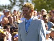 16 September 2004; Padraig Harrington on his way into the 35th Ryder Cup Opening ceremony at Oakland Hills Country Club, Bloomfield Township, Michigan, USA. Picture credit; Matt Browne / SPORTSFILE