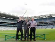 7 October 2013; In attendance at the launch of the 2013 Asian Gaelic Games is Martin Skelly, Chairman of the Leinster Council, centre, with Denis Cleary, Fexco, left, and Paraic McGrath, Asia County Board, right. Croke Park, Dublin. Picture credit: Matt Browne / SPORTSFILE