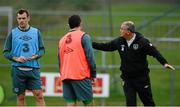 7 October 2013; Republic of Ireland interim manager Noel King right, with Darron Gibson, left, and Andy Reid during squad training ahead of their 2014 FIFA World Cup Qualifier, Group C, game against Germany on Friday. Republic of Ireland Squad Training, Gannon Park, Malahide, Co. Dublin. Picture credit: David Maher / SPORTSFILE