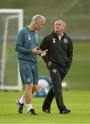 8 October 2013; Republic of Ireland interim manager Noel King, right, with Ruud Dokter, High Performance Director, Republic of Ireland, during squad training ahead of their 2014 FIFA World Cup Qualifier, Group C, game against Germany on Friday. Republic of Ireland Squad Training, Gannon Park, Malahide, Co. Dublin. Picture credit: David Maher / SPORTSFILE
