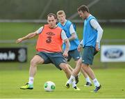 8 October 2013; Anthony Stokes, left, and Aiden McGeady, Republic of Ireland, in action during squad training ahead of their 2014 FIFA World Cup Qualifier, Group C, game against Germany on Friday. Republic of Ireland Squad Training, Gannon Park, Malahide, Co. Dublin. Picture credit: David Maher / SPORTSFILE