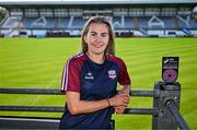 9 April 2025; Emma Doherty of Galway United pictured with her SSE Airtricity Women’s Premier Division Player of the Month Award for March at Eamon Deacy Park in Galway. Photo by Sam Barnes/Sportsfile