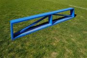 6 April 2025; The 'team picture' bench on the pitch before the Leinster GAA Football Senior Championship round one match between Longford and Wicklow at Glennon Brothers Pearse Park in Longford. Photo by Ray McManus/Sportsfile
