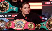 9 April 2025; Katie Taylor during the kick-off press conference for Taylor v Serrano 3 at The Theater at Madison Square Garden in New York, USA. Photo by Tom Horak/Sportsfile