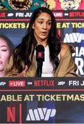 9 April 2025; Amanda Serrano during the kick-off press conference for Taylor v Serrano 3 at The Theater at Madison Square Garden in New York, USA. Photo by Tom Horak/Sportsfile