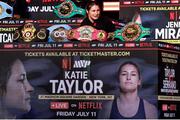 9 April 2025; Katie Taylor during the kick-off press conference for Taylor v Serrano 3 at The Theater at Madison Square Garden in New York, USA. Photo by Tom Horak/Sportsfile