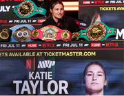 9 April 2025; Katie Taylor during the kick-off press conference for Taylor v Serrano 3 at The Theater at Madison Square Garden in New York, USA. Photo by Tom Horak/Sportsfile