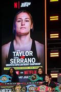 9 April 2025; Katie Taylor during the kick-off press conference for Taylor v Serrano 3 at The Theater at Madison Square Garden in New York, USA. Photo by Tom Horak/Sportsfile