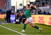 8 April 2025; Megan Campbell of Republic of Ireland takes a throw-in during the UEFA Women's Nations League B match between Republic of Ireland and Greece at Tallaght Stadium in Dublin. Photo by Stephen McCarthy/Sportsfile