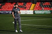 11 April 2025; Conor Keeley of Drogheda United before the SSE Airtricity Men's Premier Division match between Derry City and Drogheda United at The Ryan McBride Brandywell Stadium in Derry. Photo by Stephen McCarthy/Sportsfile