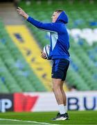 11 April 2025; Sam Prendergast of Leinster checks the direction of the wind before the Investec Champions Cup quarter-final match between Leinster and Glasgow Warriors at the Aviva Stadium in Dublin. Photo by Brendan Moran/Sportsfile