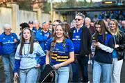 11 April 2025; Leinster supporters arrive before the Investec Champions Cup quarter-final match between Leinster and Glasgow Warriors at the Aviva Stadium in Dublin. Photo by Sam Barnes/Sportsfile