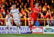 11 April 2025; Sean Grehan of Bohemians in action against Sean Boyd of Shelbourne during the SSE Airtricity Men's Premier Division match between Shelbourne and Bohemians at Tolka Park in Dublin. Photo by Thomas Flinkow/Sportsfile
