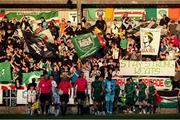 11 April 2025; Cork City supporters display a banner in support for injured Cork City player Ruairí Keating as the teams enter the field during the SSE Airtricity Men's Premier Division match between Cork City and St Patrick's Athletic at Turner's Cross in Cork. Photo by Michael P Ryan/Sportsfile