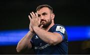 11 April 2025; Rónan Kelleher of Leinster acknowledges supporters after his side's victory in the Investec Champions Cup quarter-final match between Leinster and Glasgow Warriors at the Aviva Stadium in Dublin. Photo by Ramsey Cardy/Sportsfile