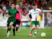 11 April 2025; Cathal O'Sullivan of Cork City in action against Axel Sjoberg of St Patrick's Athletic during the SSE Airtricity Men's Premier Division match between Cork City and St Patrick's Athletic at Turner's Cross in Cork. Photo by Michael P Ryan/Sportsfile